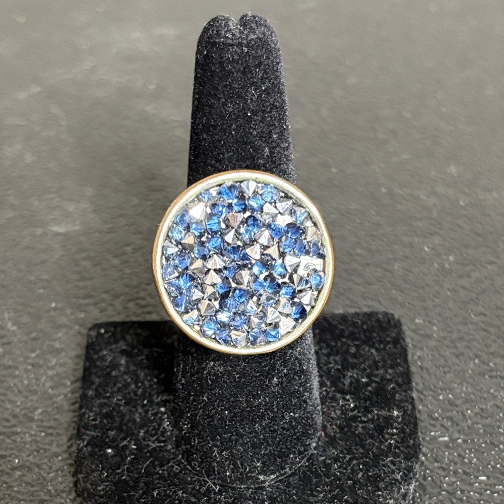 Kenneth Cole Druzy Silver Blue Cocktail Chunky Ring